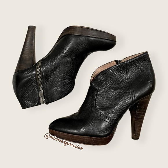 $379 Frye Harlow Campus Black Genuine Leather Zip Up Casual/Formal Ankle Bootie - Picture 10 of 10